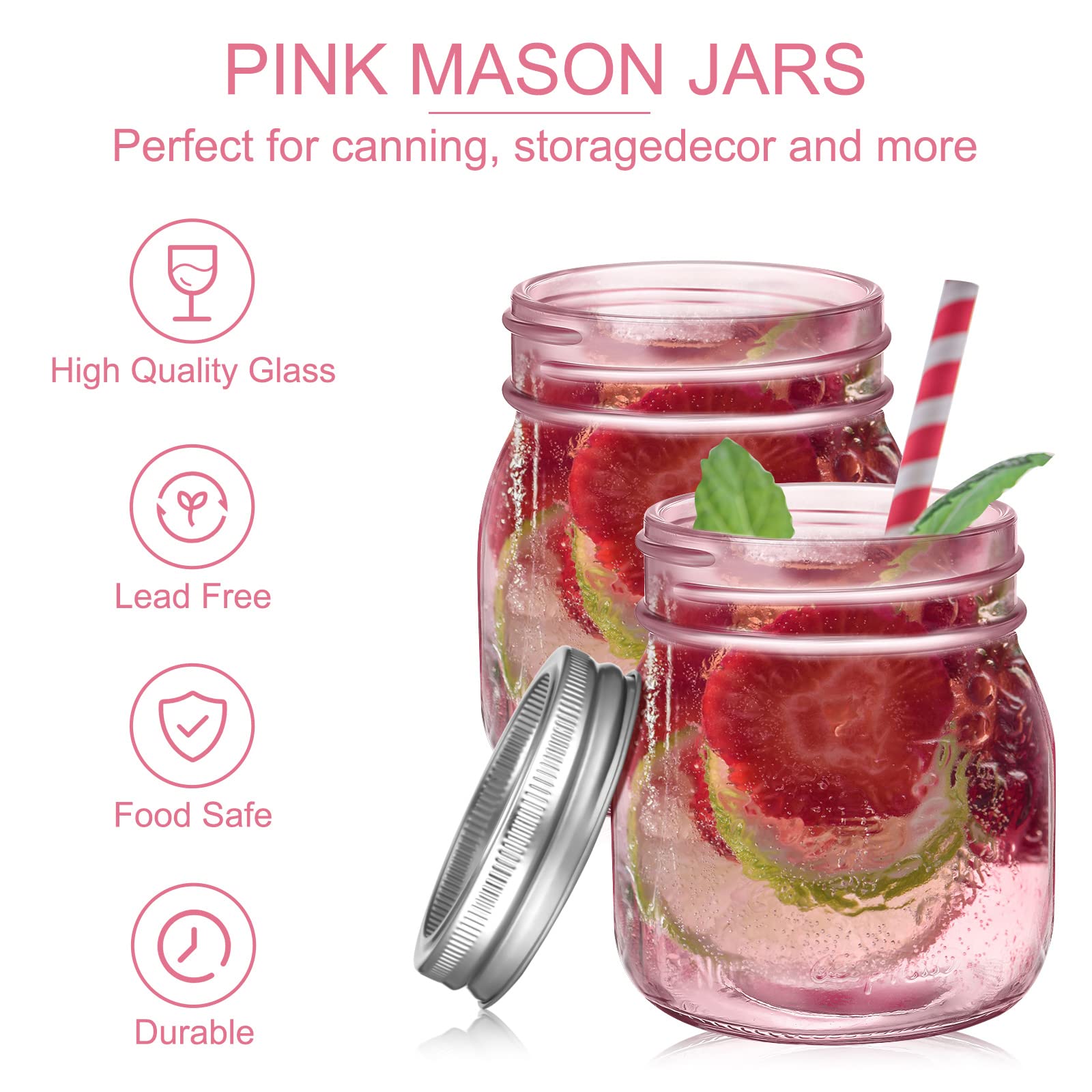 Mimorou 20 Pieces Wide Mouth Mason Jars with Lids 10 oz Glass Canning Colored Regular Jar Multifunction Container for Preserving Honey Jelly Sauces Spice DIY