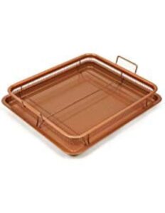 copper chef nonstick copper crisper pan, 12 x 18 inch deluxe, 2-piece set, copper