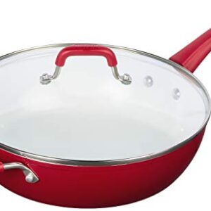 Bialetti Aeternum Ceramic Nonstick Cookware Set, 10 Piece Cookware Set, Red/White