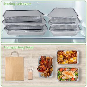 DEDU Aluminum Pans with Lids 9 x13 Heavy Duty, Rectangle Foil Pans with Covers 2.73 Lb Capacity, Disposable Tin Foil Pans Durable for Baking, Cooking, Heating, Storing, Food Prepping (30 Sets)