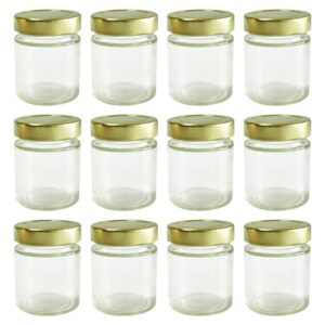 gpk4all 12 pieces of 5oz deep lug glass spice bottles spice jars with gold metal lids