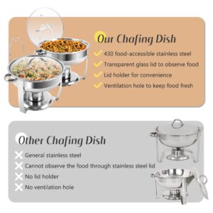 BriSunshine 2 Packs 4QT Stainless Steel Chafing Dish Buffet Set and 4 Packs 3 QT Chafing Dish Buffet Set Combo