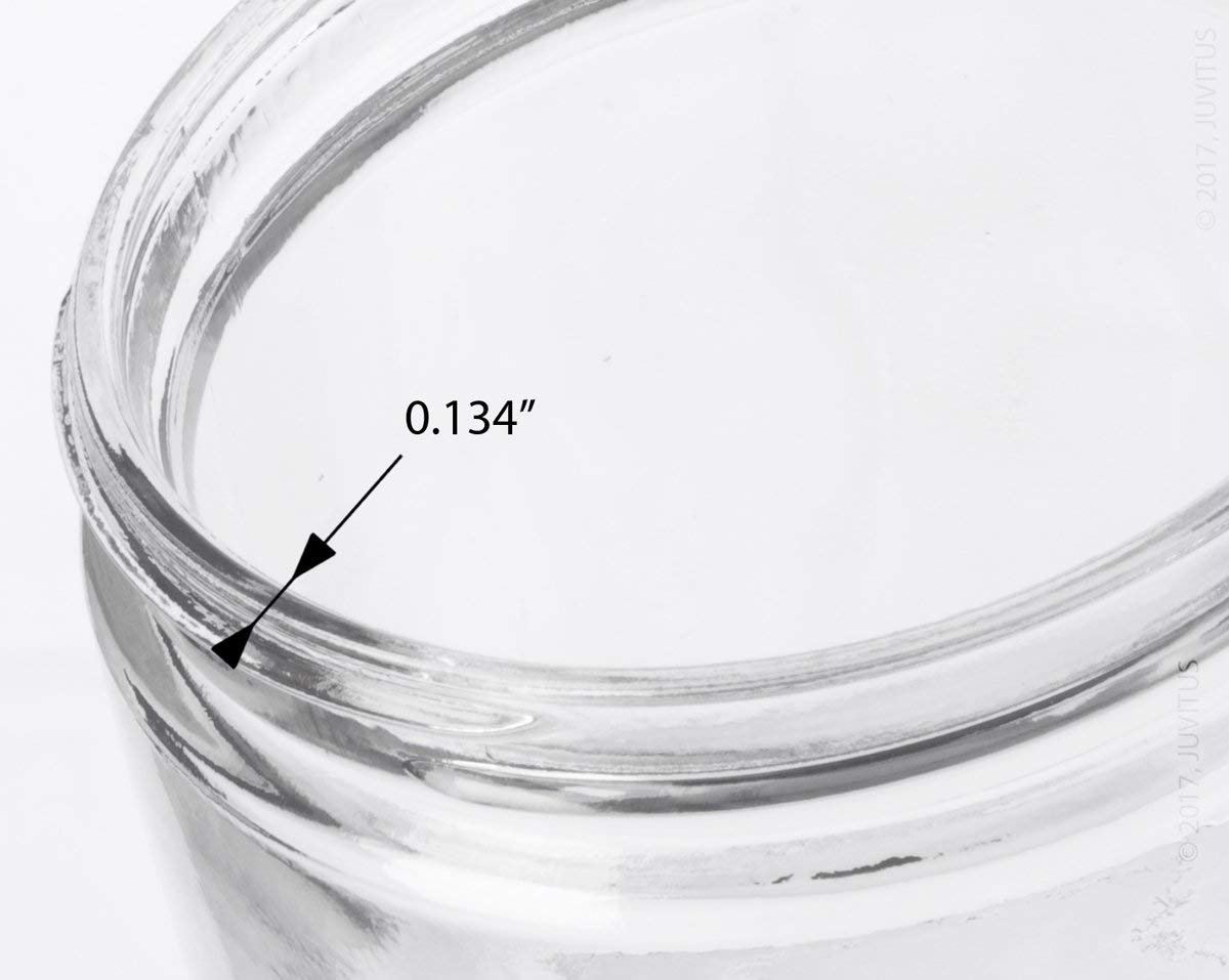 16 oz / 480 ml Large Clear Thick Glass Straight Sided Jar with Black Foam Lined Lid (2 pack)