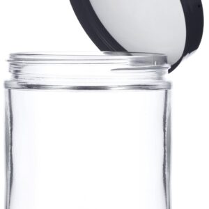 16 oz / 480 ml Large Clear Thick Glass Straight Sided Jar with Black Foam Lined Lid (2 pack)