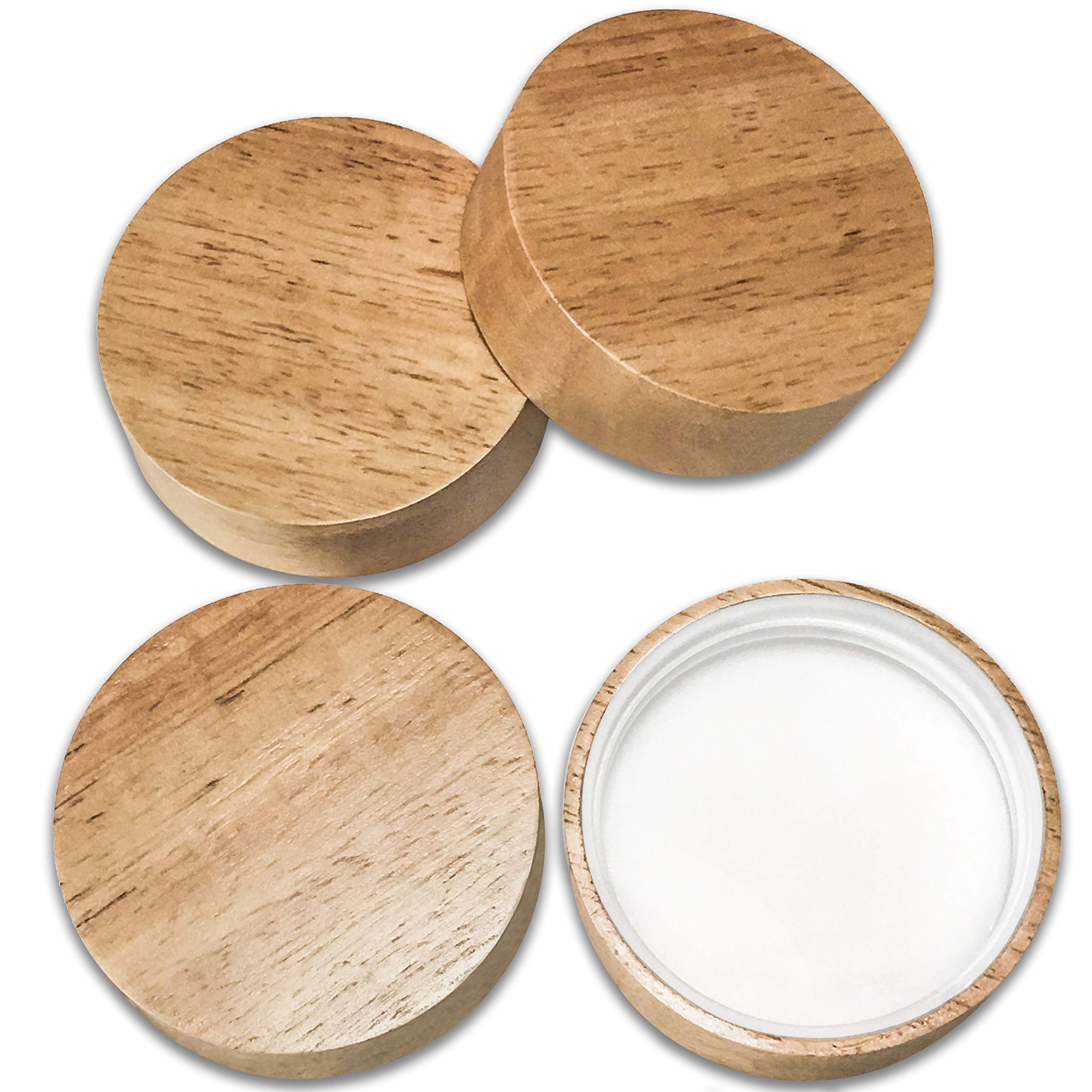 Wooden Mason Jar Lids - 4 Mason Jar Lids Regular Mouth (Rubberwood) - Custom Molded Screw Top Mason Jar Lid Set Compatible Storage Lids for Kerr and Ball Jar Lids by Kitchen Charisma