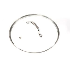 nuwave 11.5” tempered vented glass lid, shatter-resistant, oven safe, dishwasher safe, stainless-steel rim and handle