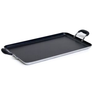 imusa usa, black imu-1812 soft touch double burner/griddle, 20" x 12"