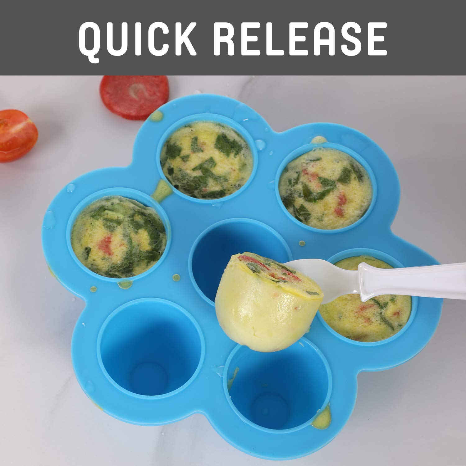 Aozita Silicone Egg Bites Molds for Instant Pot Accessories - Fits Instant Pot 5,6,8 qt Pressure Cooker, Reusable Baby Food Storage Container and Freezer Tray with Lid, Sous Vide Egg Poacher