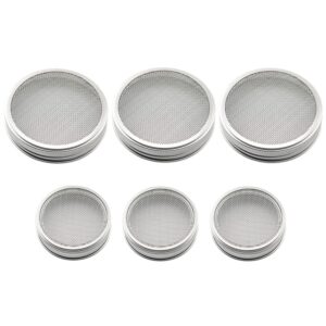 yyangz 6pcs stainless steel sprouting jar strainer lids, regular mouth mason jar screen sprouting kit lids for growing broccoli, bean, alfalfa, salad sprouts