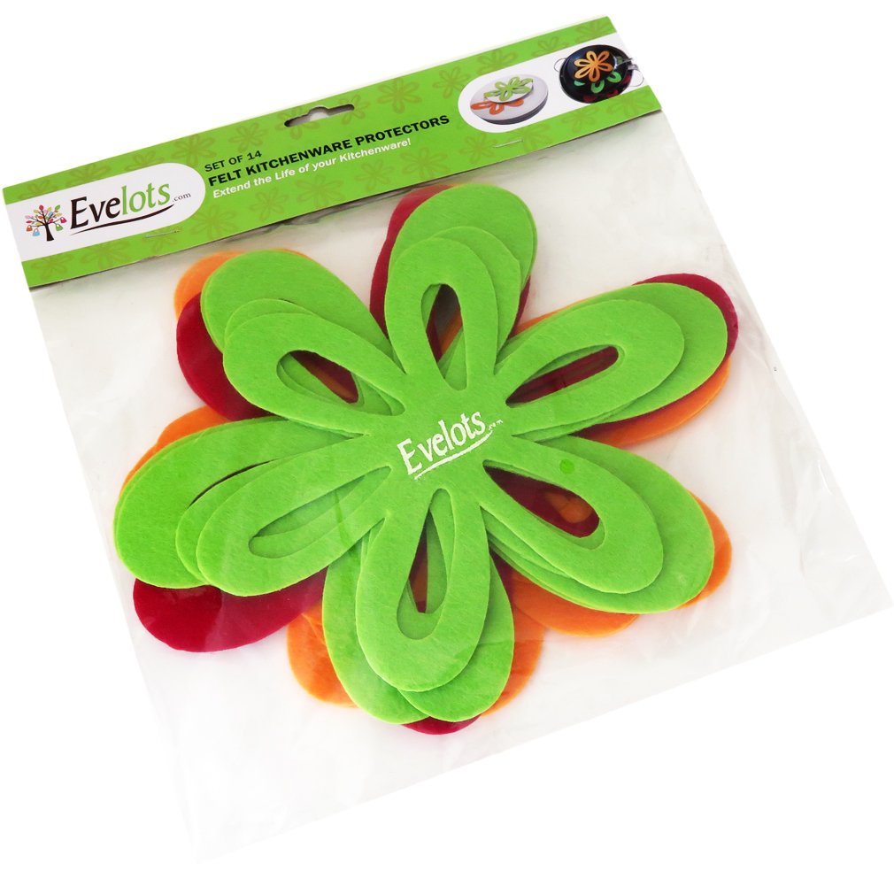 Evelots Felt Pan, Pot & Dish Scratch Protector-Cookware-Glass Divider-2 Sizes-Set/14