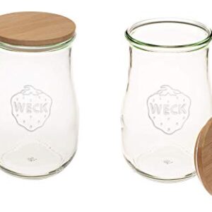 YeegfeyA Weck Jars - Weck Tulip Jars 1.5 Liter - Sour Dough Starter 2 Jars w/Wooden Lids