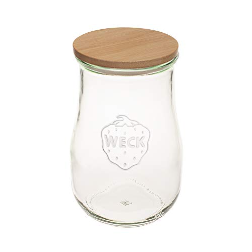 YeegfeyA Weck Jars - Weck Tulip Jars 1.5 Liter - Sour Dough Starter 2 Jars w/Wooden Lids