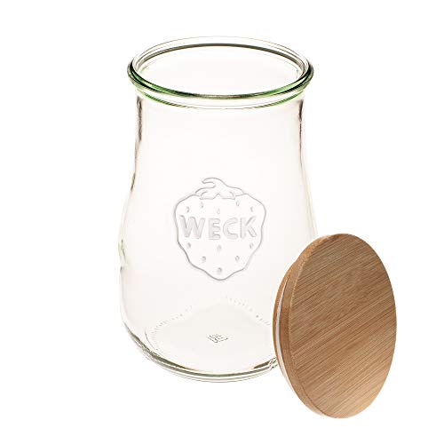 YeegfeyA Weck Jars - Weck Tulip Jars 1.5 Liter - Sour Dough Starter 2 Jars w/Wooden Lids