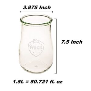 YeegfeyA Weck Jars - Weck Tulip Jars 1.5 Liter - Sour Dough Starter 2 Jars w/Wooden Lids