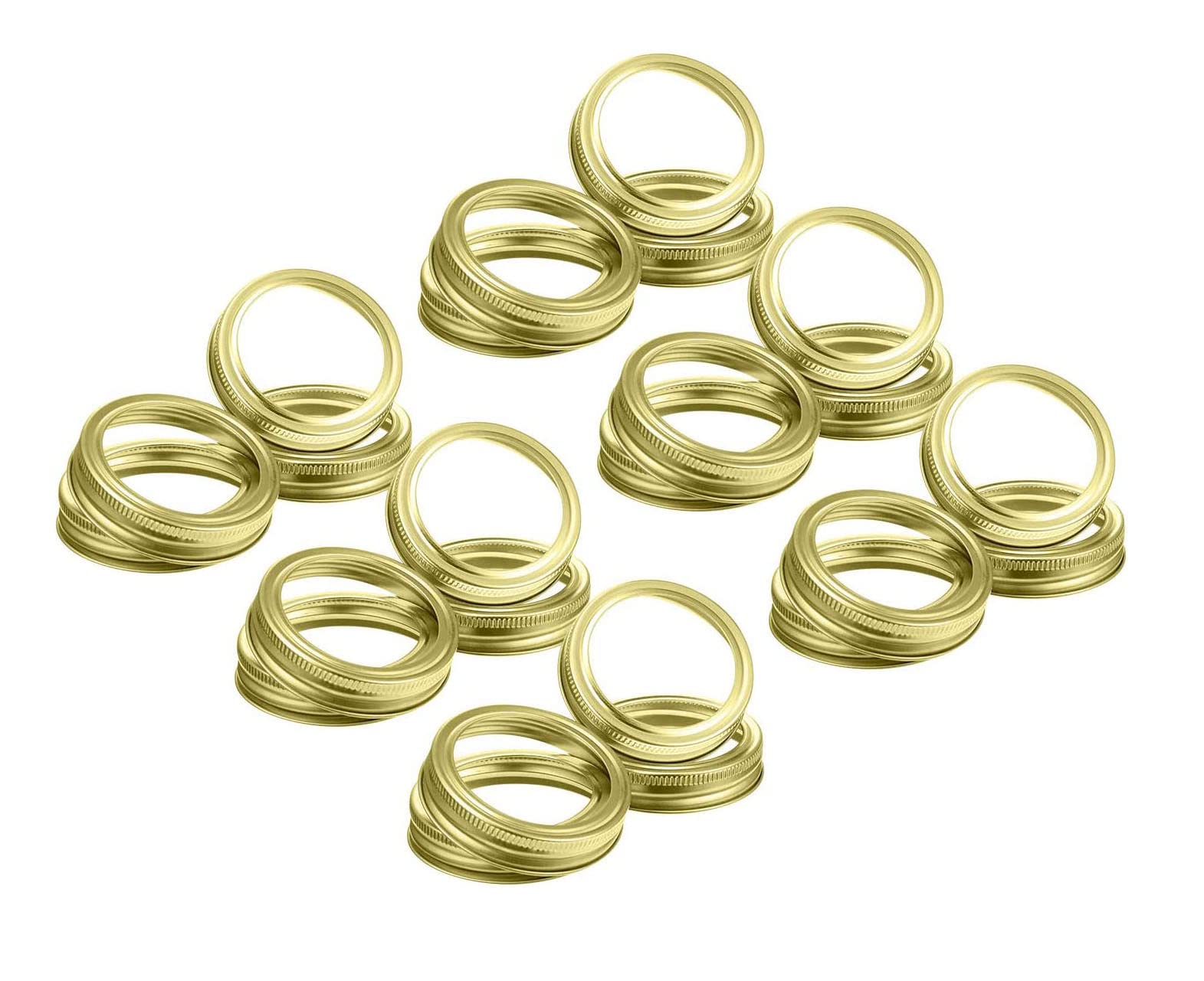 GOLDEN HARVEST 24 Pieces WIDE MOUTH Canning Jar Replacement Metal Rings Practical Screw Jar Bands Leak Proof Tinplate Metal Bands Rings, Compatible with Mason Jar (Gold)