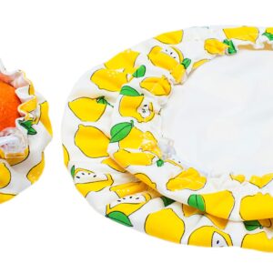 Handmade Reusable Cotton Fabric Bowl Covers - Two Layers of Fabric (Set of 3, Lemon)