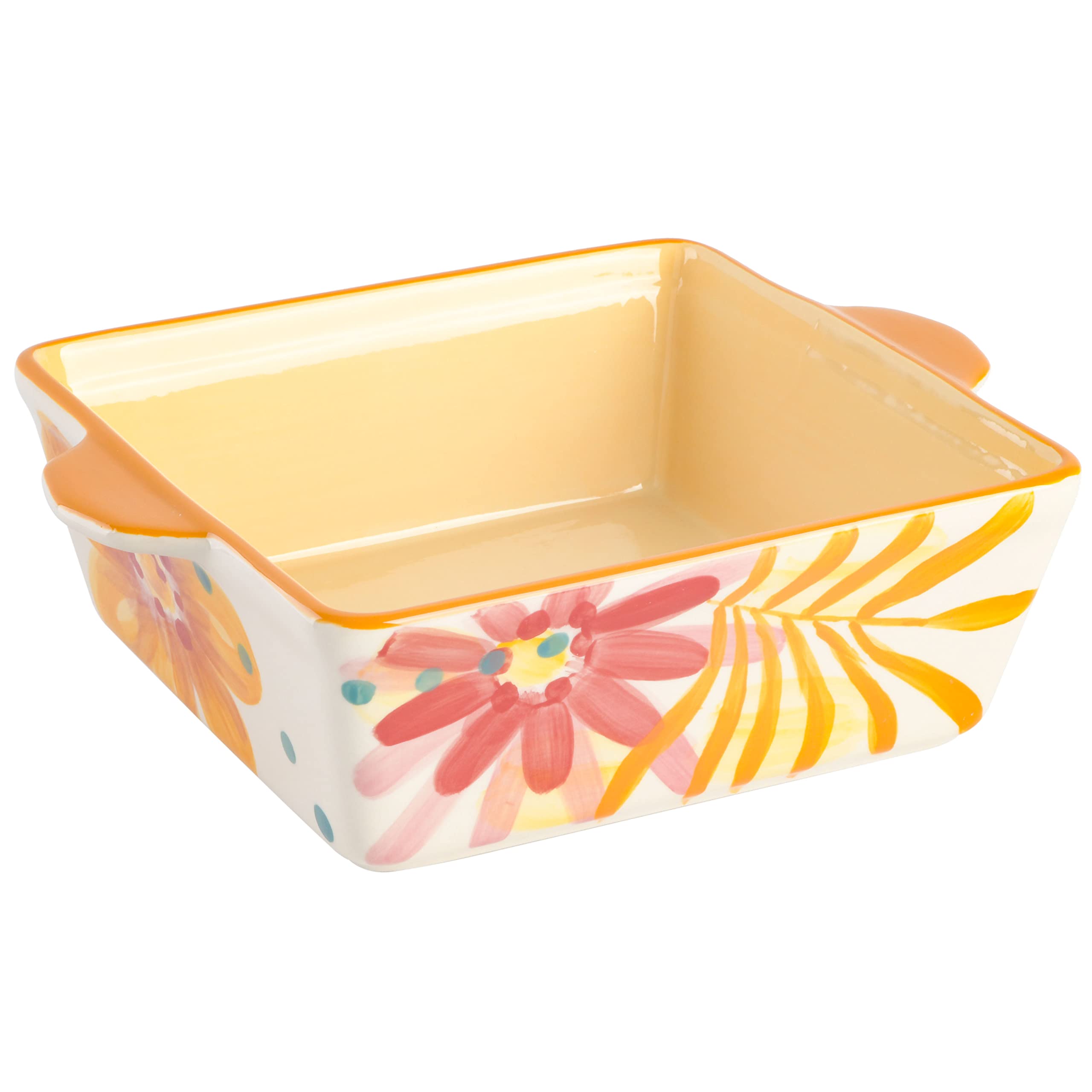 SPICE BY TIA MOWRY Goji Blossom Square Hand-Painted Ceramic Bakeware, 1-Piece