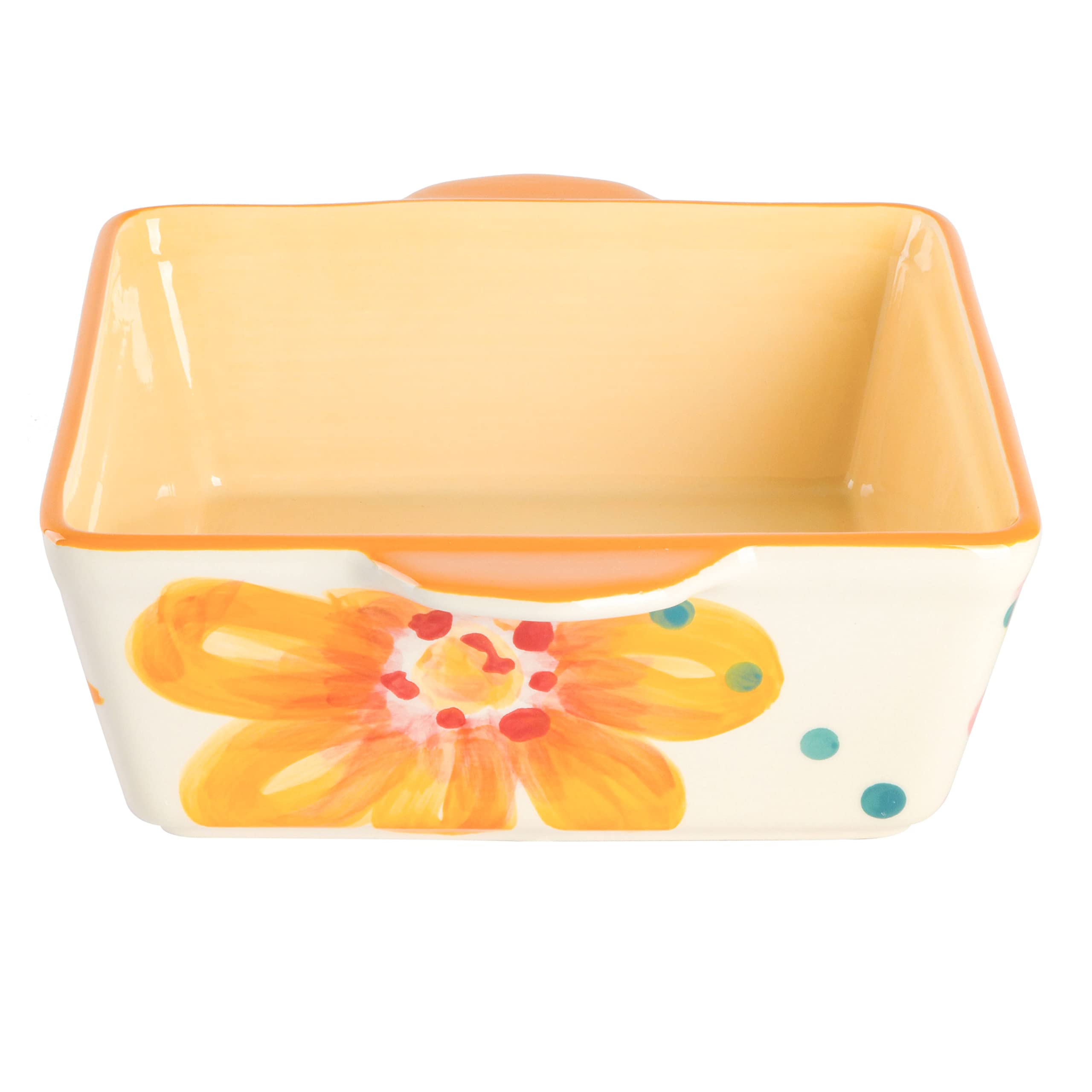 SPICE BY TIA MOWRY Goji Blossom Square Hand-Painted Ceramic Bakeware, 1-Piece