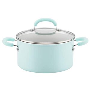 rachael ray create delicious nonstick stock pot/stockpot with lid - 6 quart, blue