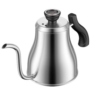 meelio pour over coffee kettle 1.2 liter 40 oz tea kettle with thermometer for stove top gooseneck kettle, stainless steel tea pot stovetop teapot for drip coffee, tea