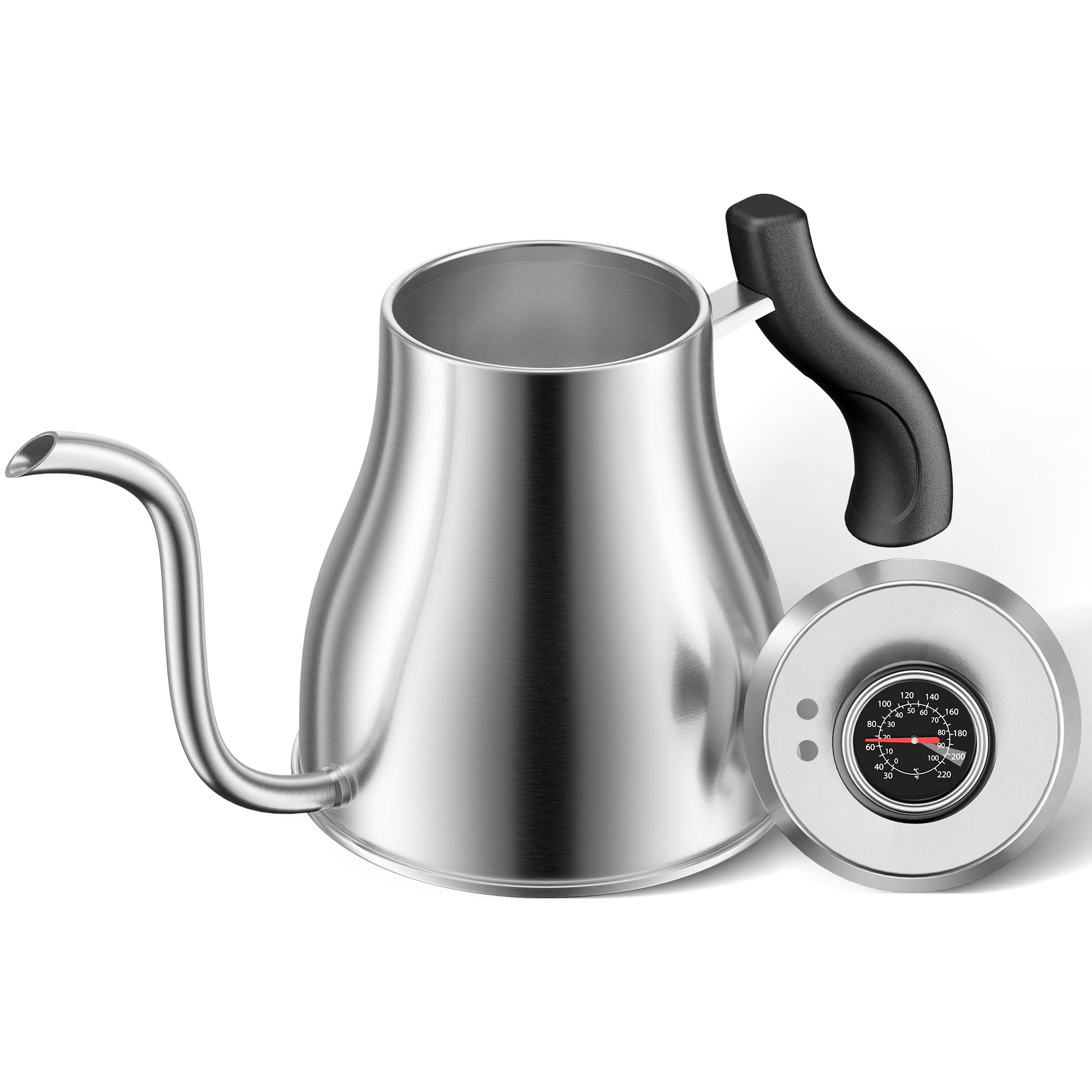 Meelio Pour Over Coffee Kettle 1.2 Liter 40 oz Tea Kettle with Thermometer for Stove Top Gooseneck Kettle, Stainless Steel Tea Pot Stovetop Teapot for Drip Coffee, Tea