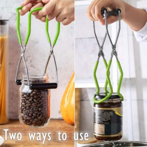 2 Pieces Stainless Steel Canning Jar Lifter Tongs and Canning Funnel with Safe and Secure Grip for Wide-Mouth and Regular Jars, Easy to clean and Dishwasher safe