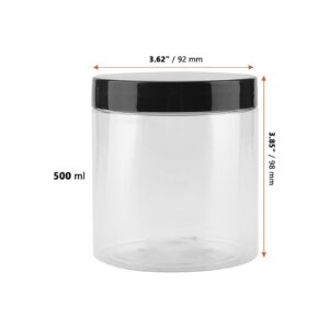 LEXININ 24 PCS 16oz Round Clear Plastic Jars with Lid, 500ml Empty Jars with Sticker, Plastic Round Spice Jars for Kitchen Home