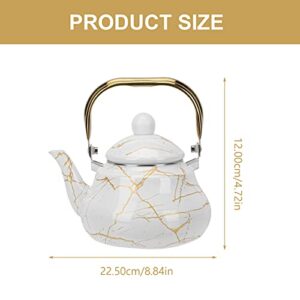 Cabilock 1. 5L Ceramic Enameled Teapot Marble Pear- Shaped Tea Kettle Hot Water Boiling Container for Kitchen Stovetop