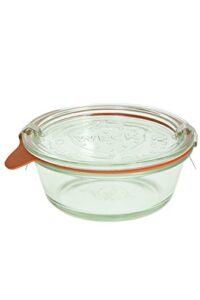 weck 750 small bowl 10.14 oz, 6 jars w/glass lids, 6 rings, & 12 clamps