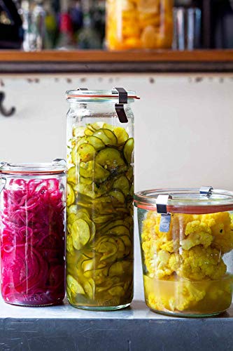 NOVIIML Jars - Weck Jars made of Transparent Glass - Eco-Friendly Canning Jar - Storage for Food, Yogurt and Jelly with Air Tight Seal and Lid - 1/2 liter Tall Jars Set - Set of 2 Jars with Lids