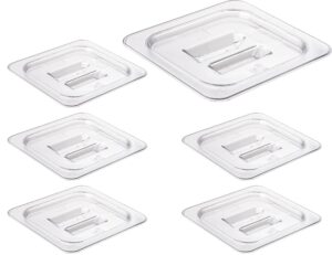 curta 6 pack food pan lids, 1/6 size polycarbonate cover with handle, plastic clear