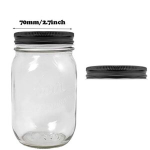 VEIREN 10 Pieces Coin Slot Lids mason-jar Coin Slot Piggy Bank Lid Stainless Steel Metal Cap Cover for Regular Mouth MASON JAR Storage Ball Canning Jars Slotted Insert Caps for Kids Adult(70mm, Black)