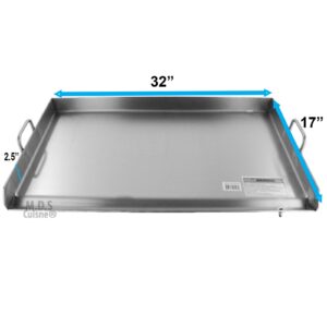 M.D.S Cuisine Cookwares Griddle Stainless Steel Flat Top With reinforced brackets under griddle-Heat Distributor Heavy Duty Comal Plancha 32" x17"