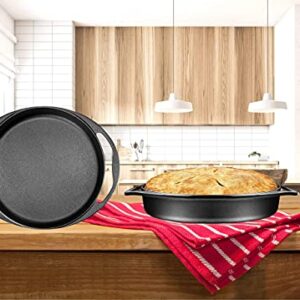 Bruntmor Double Handled non-Stick Enameled Black Cast Iron Round Tarte Tatin Dish Pan Mini Roasting Dish, Baking Pie Pan, Pastries & Quiches, Hand washing, Easy to clean