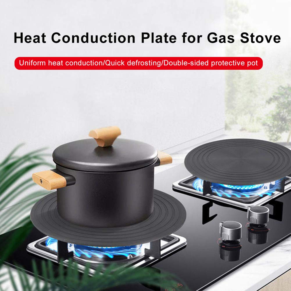 Gas Stove Diffuser,Heat Diffuser for Gas Stovetop,Aviation-Grade Aluminum Non-Stick Coating Heat Diffuser,Round Fast Defrosting Tray,Multifunctional Thawing Plate for Defrosting(Size:9.5inch)