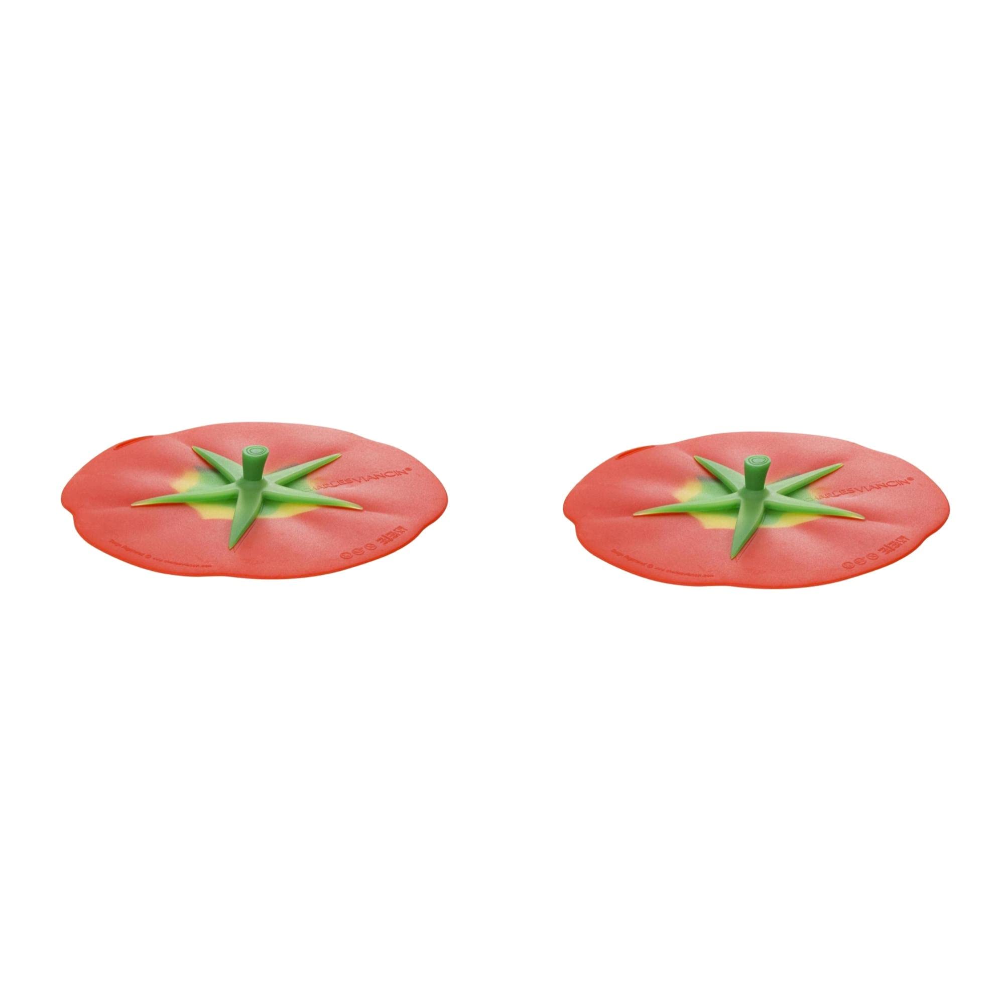 Charles Viancin - Set of 2 Tomato 4” Silicone Drink Covers - Airtight Seal on Any Smooth-Rimmed Glass, Keep Drinks Cool or Hot, Protect from Winged Pests - BPA-Free - Oven, Freezer, Dishwasher Safe