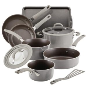 rachael ray cook + create nonstick cookware/pots and pan set, 10 piece, gray