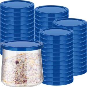 48 pcs yogurt jar lids plastic yogurt container lids compatible with oui yogurt jar sealed replacement covers for yogurt jars reusable jar lids compatible with oui yogurt for glass container jar, blue