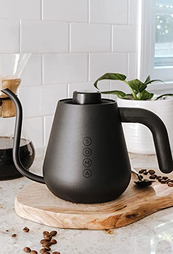 Soma Stainless Steel Gooseneck Coffee & Tea Kettle, Black, 1 Liter, Stovetop