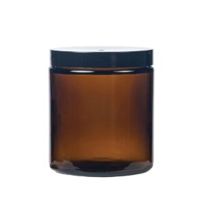 16 oz amber glass jar w/black cap