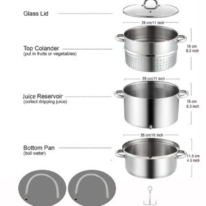 Cooks Standard Canning Juice Steamer Extractor Fruit Vegetables for Making Jelly, Sauces, 11-Quart Stainless Steel Multipot with Glass Lid, Clamp, 2-Pcs Hose