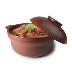 casserole clay pot bowl 1.3qt / 50oz for cooking dolsot bibimbap soup exclusive earthen (clay lid)