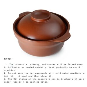 Casserole Clay Pot Bowl 1.3qt / 50oz for Cooking Dolsot Bibimbap Soup Exclusive Earthen (clay lid)