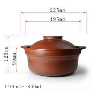 Casserole Clay Pot Bowl 1.3qt / 50oz for Cooking Dolsot Bibimbap Soup Exclusive Earthen (clay lid)