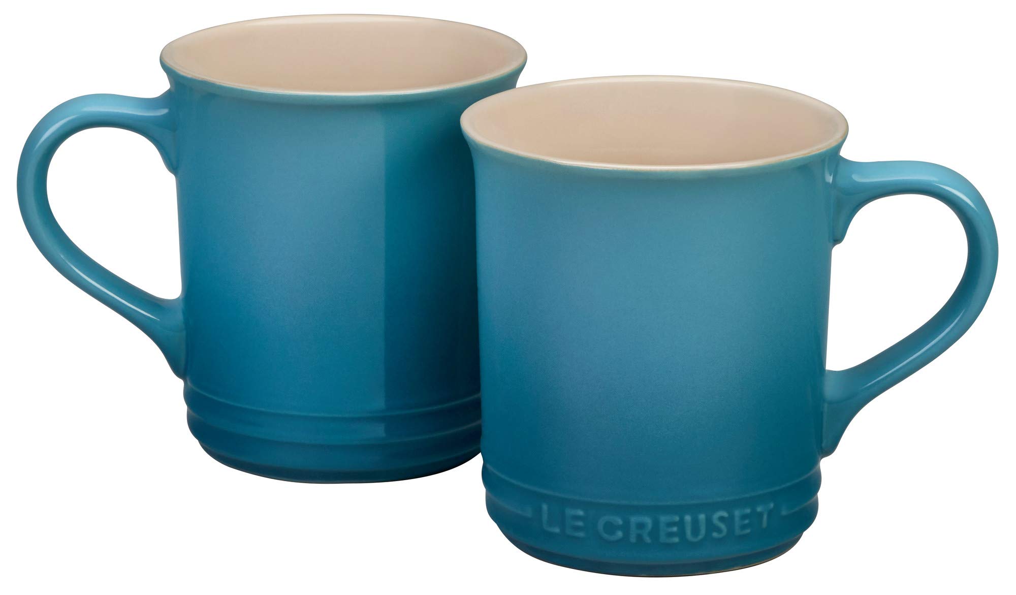 Le Creuset Enamel On Steel Demi Kettle & Stoneware Set of 2 Mugs, 1.25 qt. Kettle & (2) 14 oz. Mugs, Caribbean