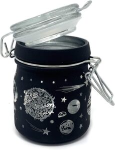 airtight glass herb jar medium 3.75" tall (black frosted/galaxy)
