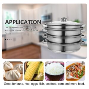 Steamer Pot for Cooking 4 Tier Layer Stainless Steel Food Steamer Vegetable Steamer Cooker, Steamer Cookware Pot, Vaporeras Para Tamales with Lid for Vegetable, tamale,Dumpling,egg,Sauce, Food 11"