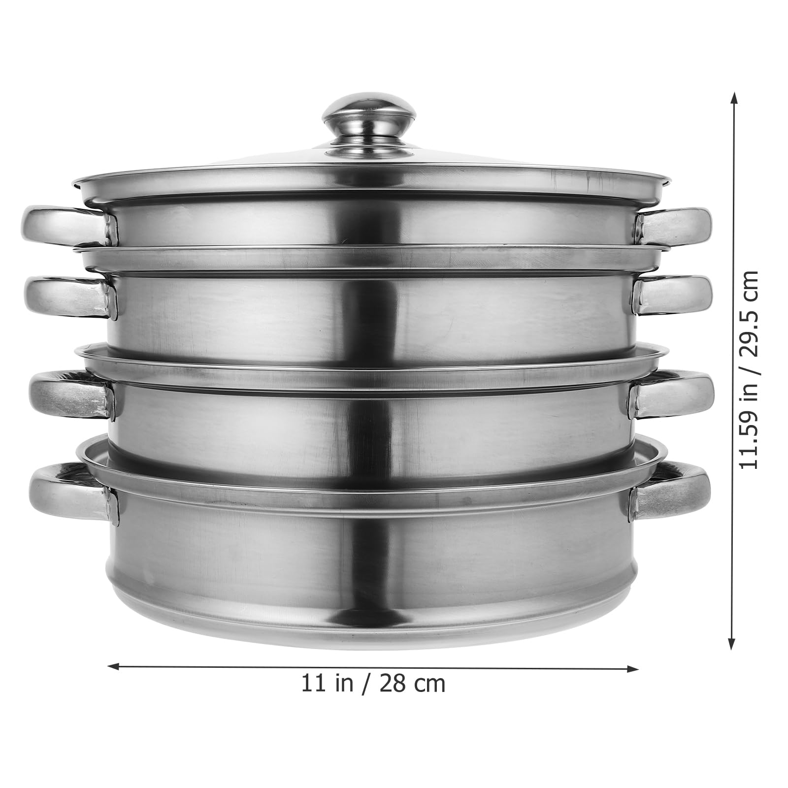 Steamer Pot for Cooking 4 Tier Layer Stainless Steel Food Steamer Vegetable Steamer Cooker, Steamer Cookware Pot, Vaporeras Para Tamales with Lid for Vegetable, tamale,Dumpling,egg,Sauce, Food 11"