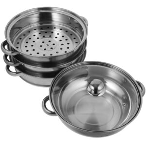 Steamer Pot for Cooking 4 Tier Layer Stainless Steel Food Steamer Vegetable Steamer Cooker, Steamer Cookware Pot, Vaporeras Para Tamales with Lid for Vegetable, tamale,Dumpling,egg,Sauce, Food 11"