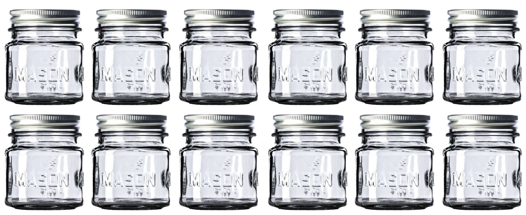 8 oz Mason Jars with 1 piece lids (12-Count) Food-Grade Safe, Versatile